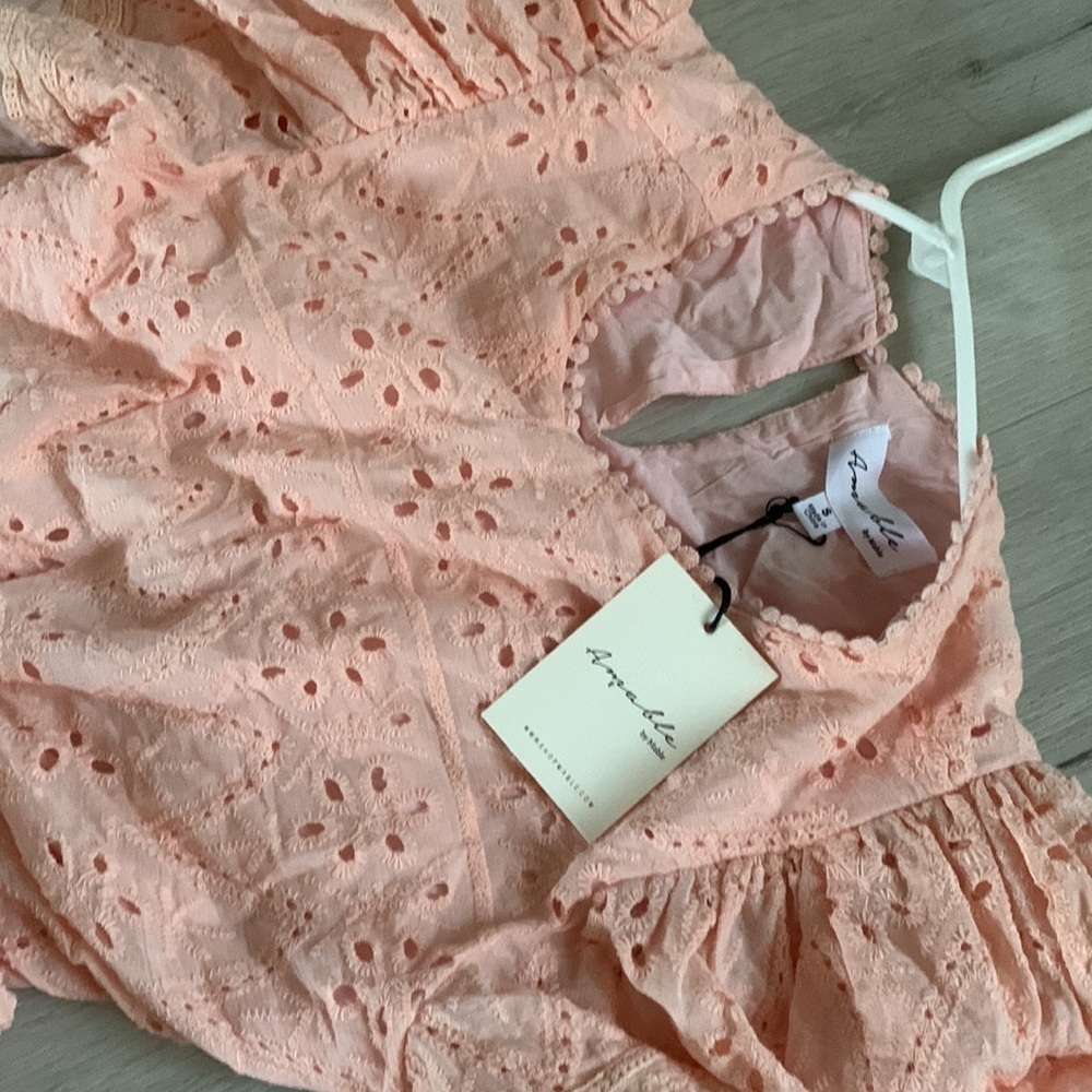 VICI Delilah Eyelet Cutout Maxi Dress Peach Pink Small S NWT boho romantic - Picture 13 of 16